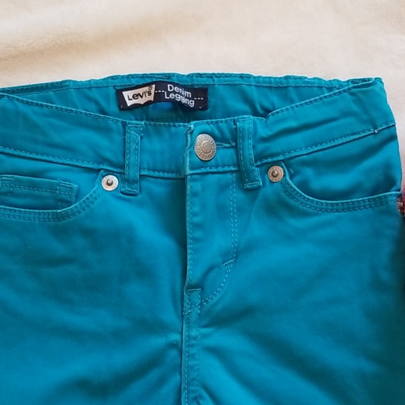 Girl's Levi's Jeans Blue Teal Color Size 4 Skinny - Picture 4 of 7